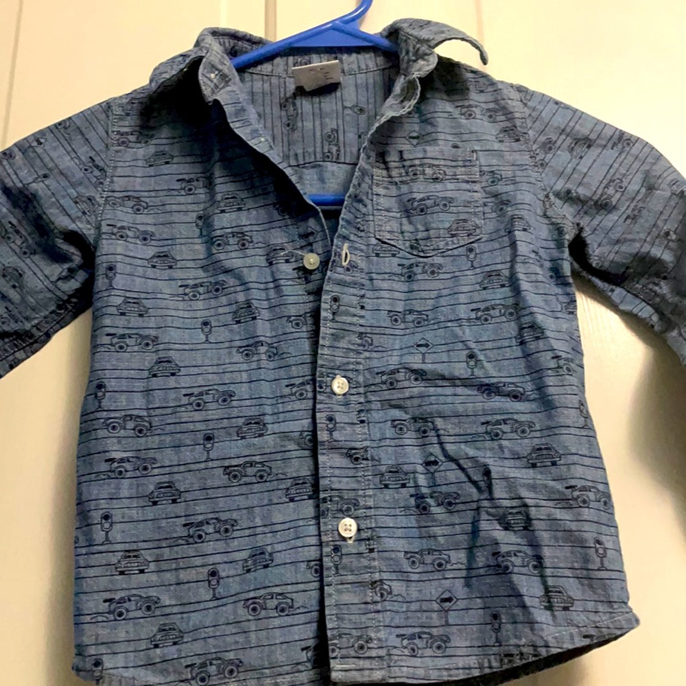 3T jumping Beans Button Down Denim -Cars